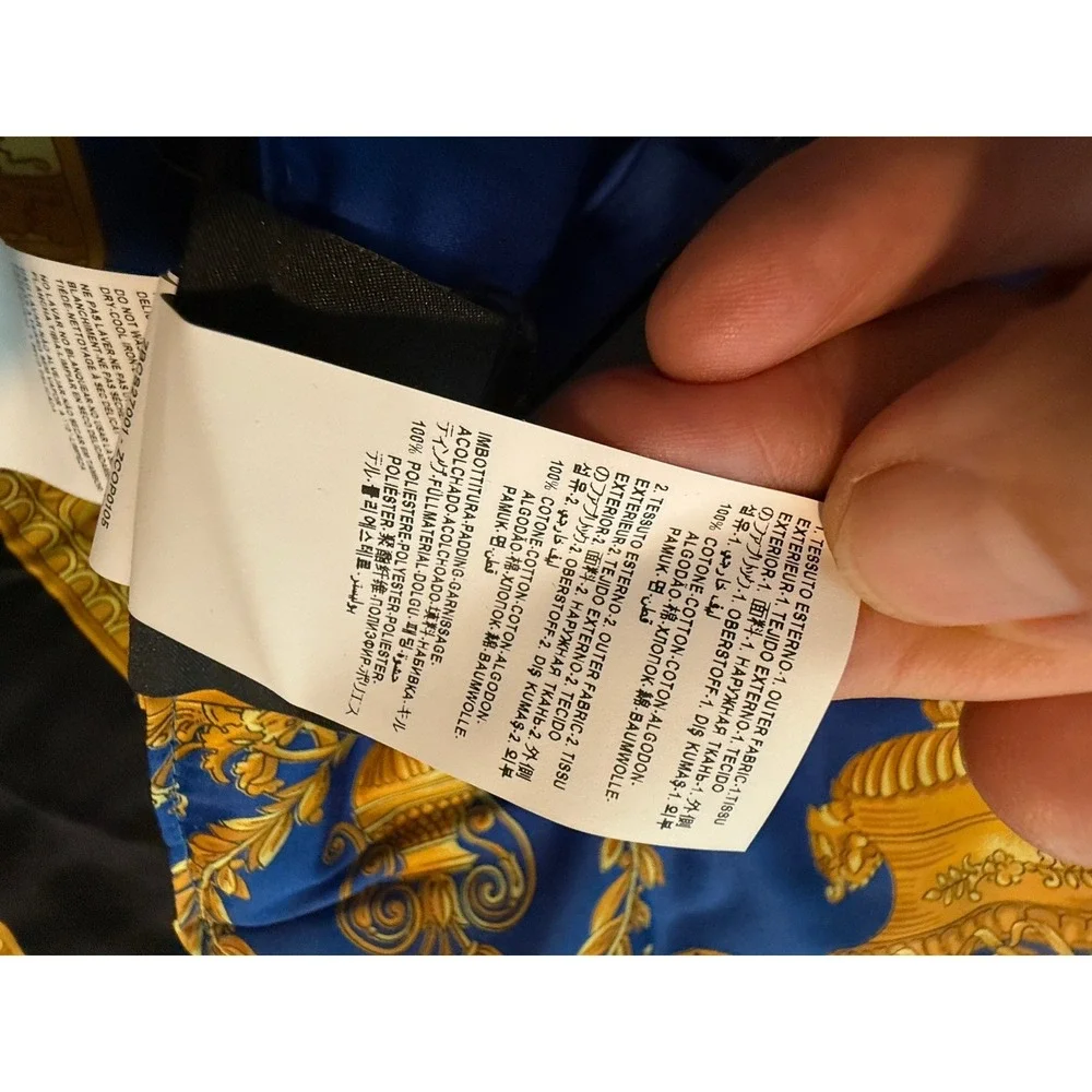 Versace Barocco Reversible Comforter Blue Black Gold Medusa Made in Italy NEW